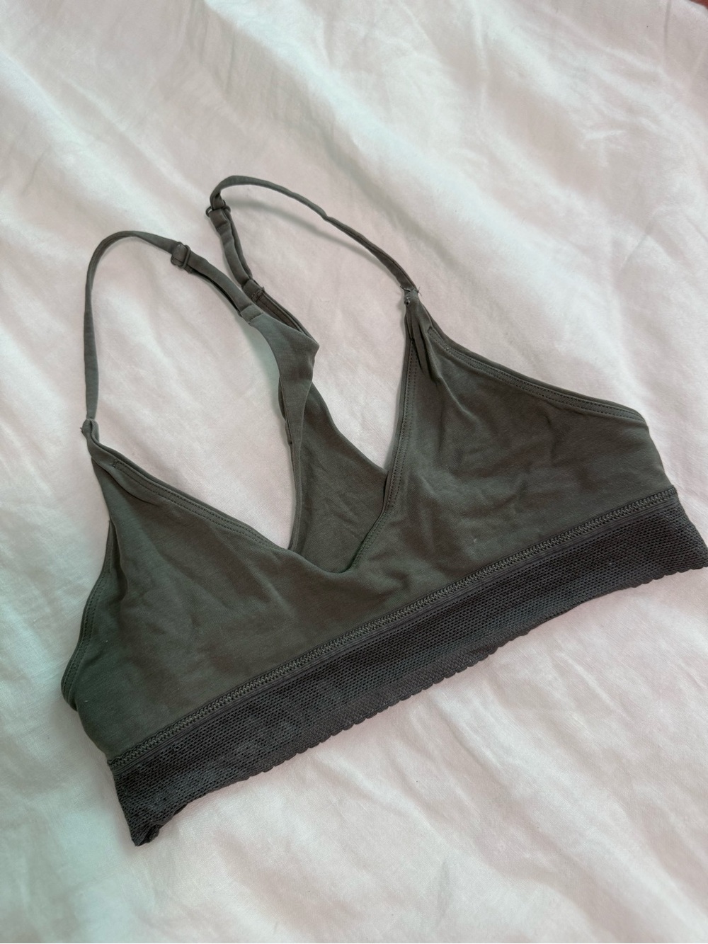 lululemon athletica Wireless Bralette in Charcoal Olive Green
